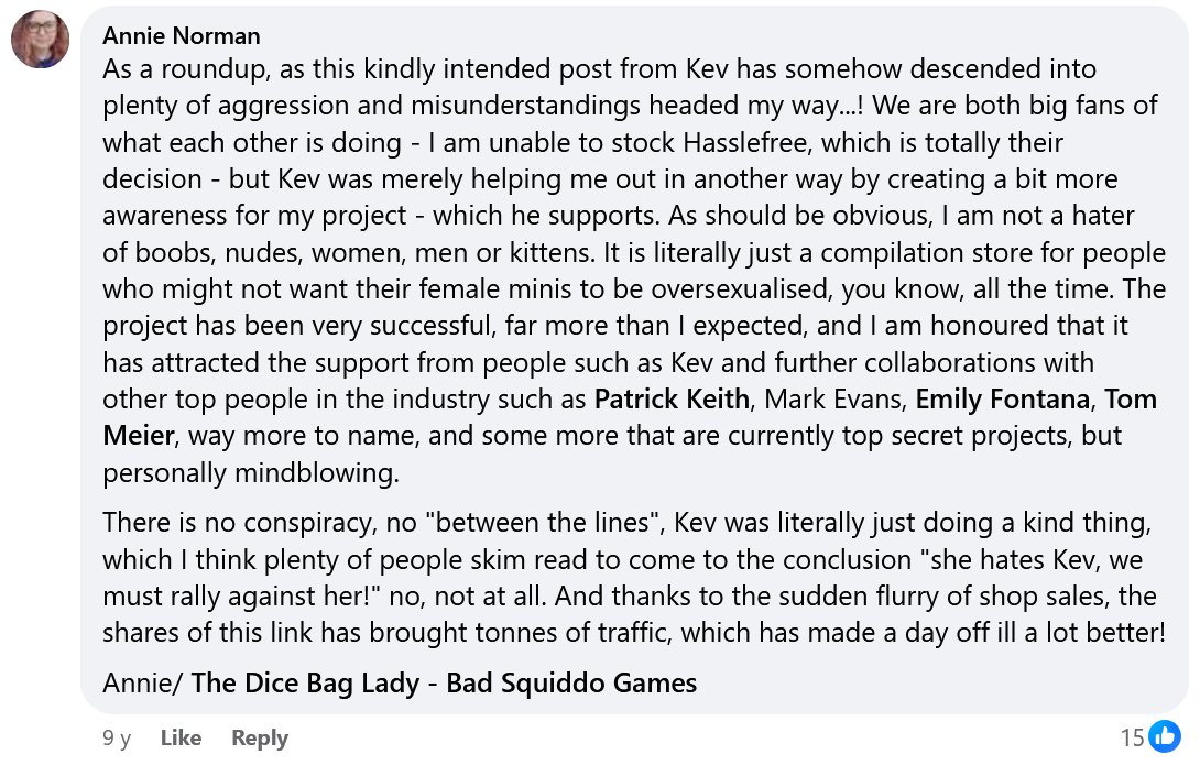 Ha, FB informs me its NINE YEARS since Kev White publicly said he liked what I was doing with Believable Female Minis &amp; the nice shout out ended up in loads of people yelling at me.

I still get yelled at, but not as much, which is nice.

(Kev ended up sculpting a bunch for us)