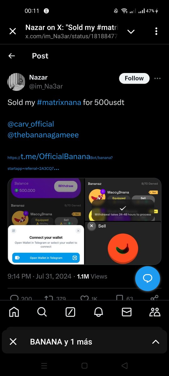Solrak230Karlos's tweet photo. @HolmirzaevNazar @carv_official @thebananagameee https://t.co/W4MyuEDSKS