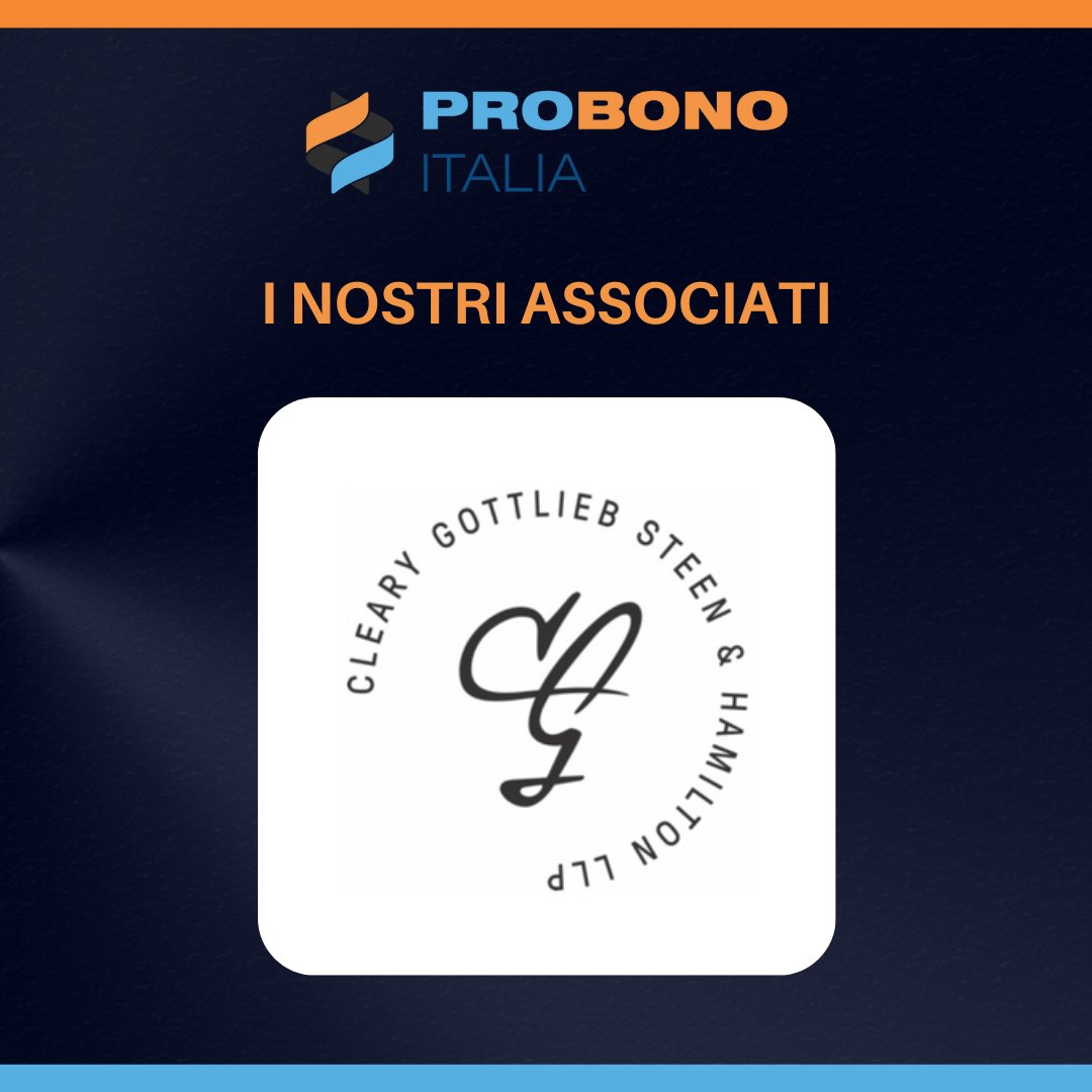 Un altro associato arricchisce ulteriormente il nostro network🙌

Diamo il benvenuto a <a href="/ClearyGottlieb/">Cleary Gottlieb</a>, presente in tutto il mondo con 15 sedi, di cui una a Roma e una a Milano.

Diventa anche tu un nostro associato: scopri di più sul nostro sito
👉 probonoitalia.org/it/contatti/