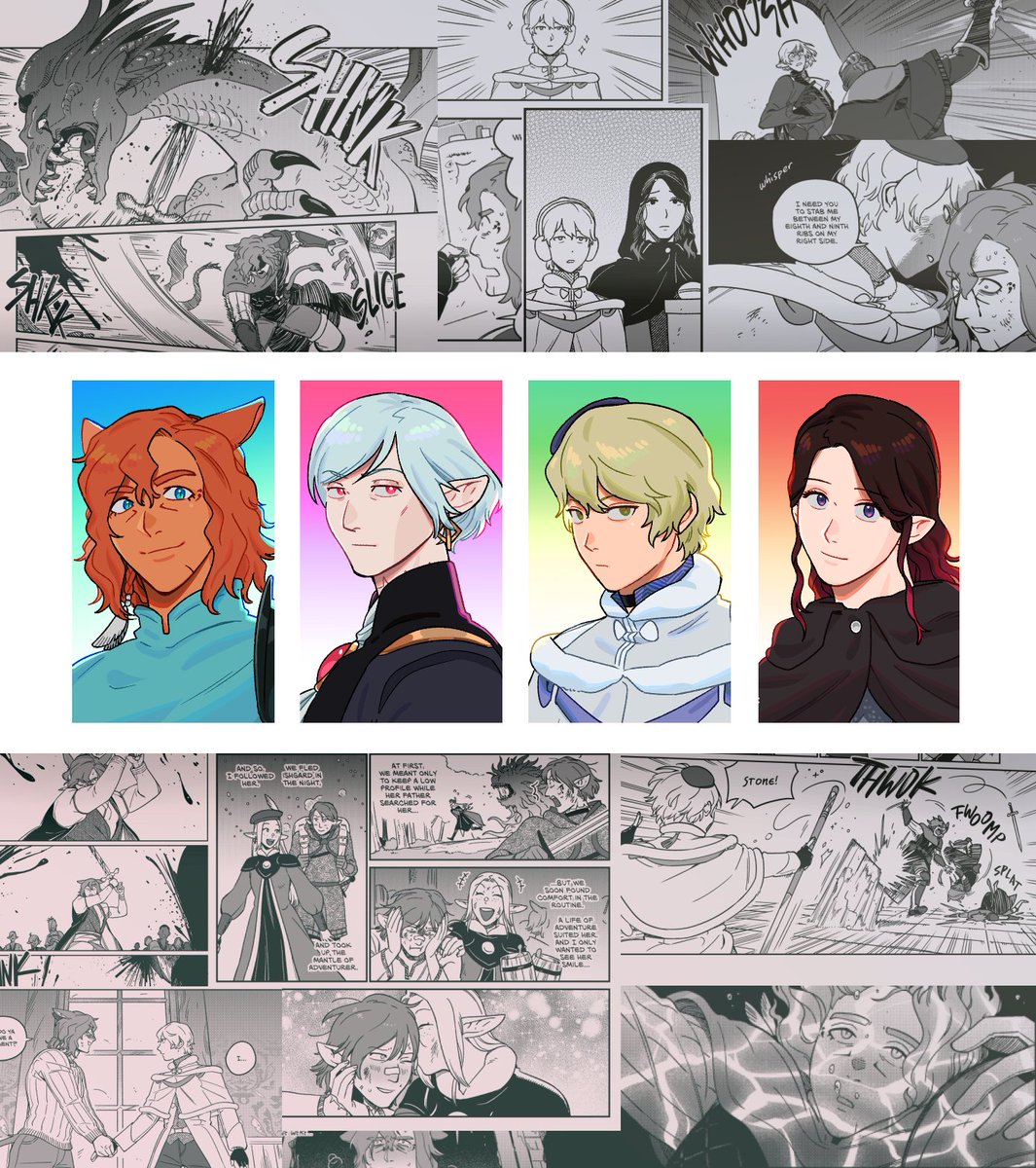 If you like FFXIV and you like comics, you should check out my webcomic OUR UNENDING JOURNEY, an alternate retelling of the FFXIV main storyline with multiple WoLs! 
Going on 5 years, 32 chapters, 1000 pages and always free to read ✨tapas.io/series/Our-Une… #FFXIVART