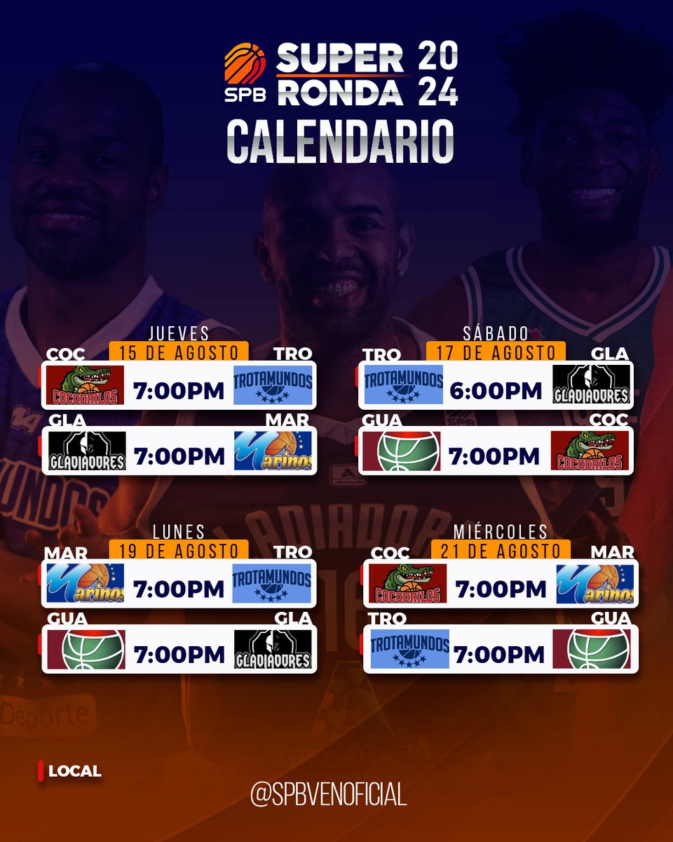 spbvenoficial's tweet photo. ¡Empieza la verdadera película! 😎🔥

Desde este jueves 15 de agosto los cinco mejores equipos de la #SPB2024 se medirán en un todos contra todos para definir los dos clasificados la Gran Final🏀

¿Estás listo? ¡Porque ellos sí! 😌

Conoce el calendario oficial de esta emocionante etapa y apoya a tu equipo favorito.

#PostemporadaSPB2024
#SuperRondaSPB