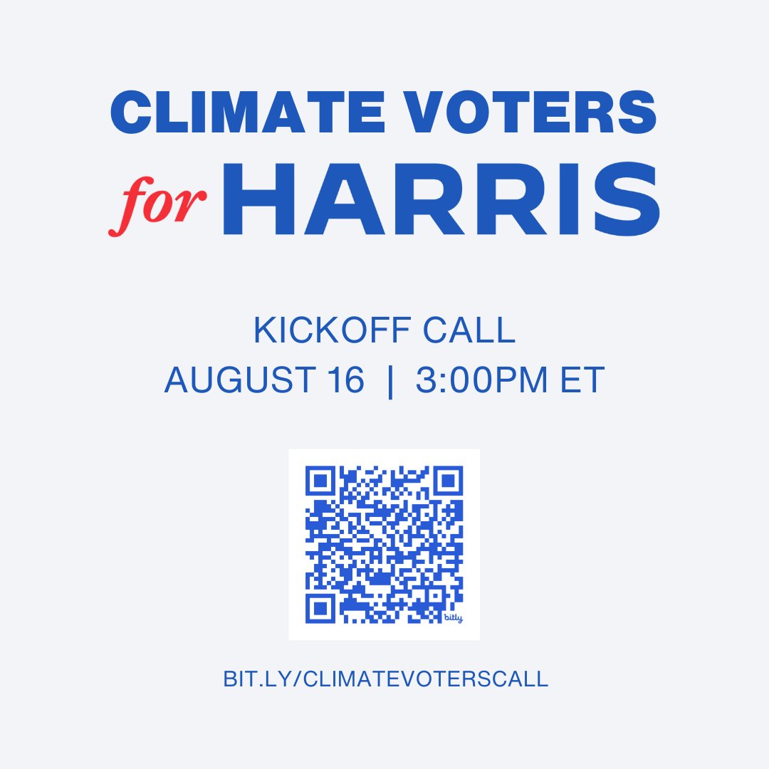 Climate Voters for Harris kick-off call on Friday at 3pm ET! LFG!!