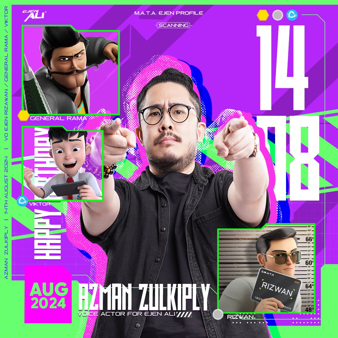 ejen_ali's tweet photo. HAPPY BIRTHDAY ENCIK AZMAN ‼️ 🎉🎉🎂
Character yang sangat berbeza, tapi pengisi suaranya seorang sahaja! 🤩🤩🤩
Boleh ajar Ali sekali tak En. Azman? 😆😆😆😂
#ejenali #ejenalimusim3 #birthdayva #birthdayVoiceActor https://t.co/LkzuaOrH3L