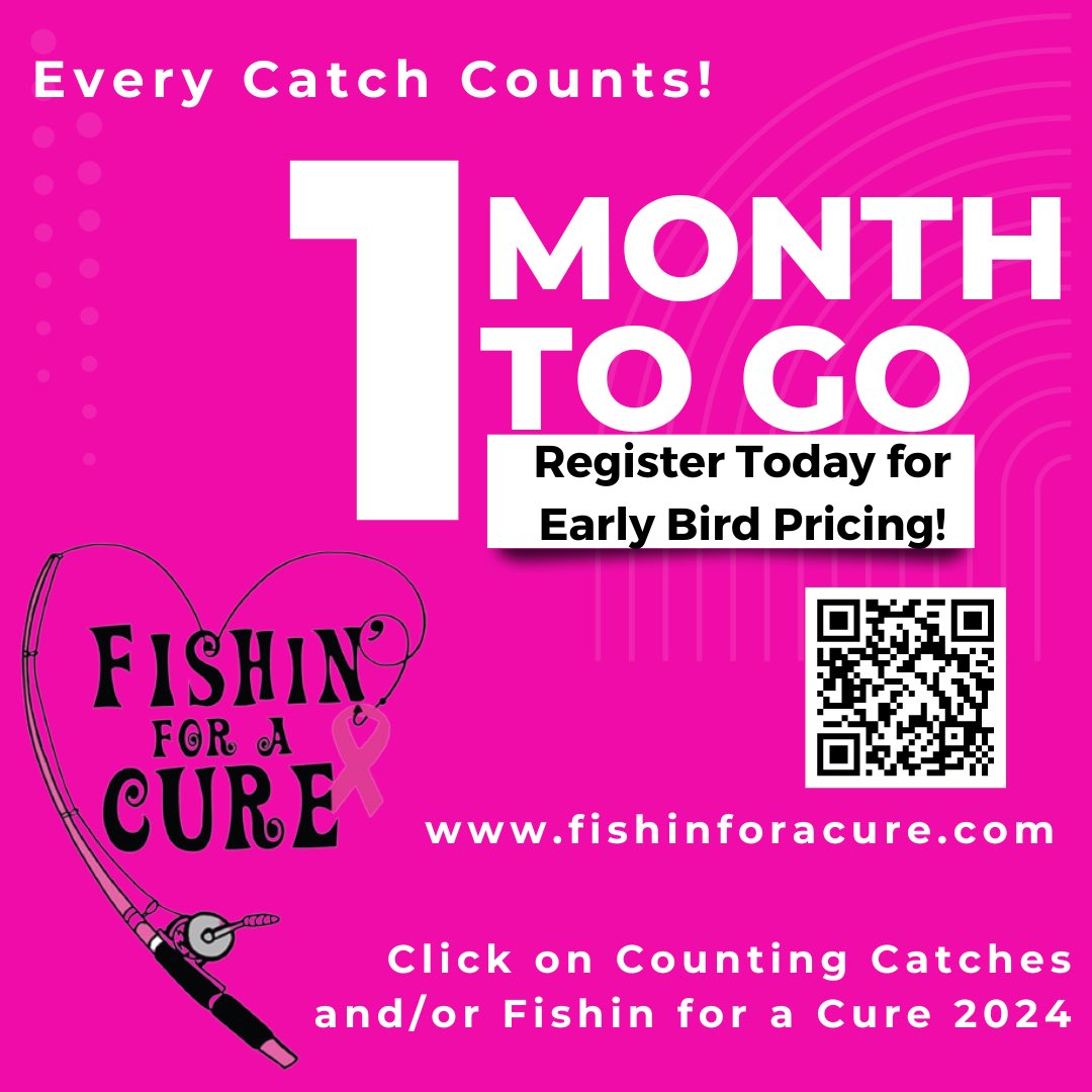 KT_Fishin4acure's tweet photo. Early Bird Registration for Counting Catches and Fishin’ for a Cure 2024, count down! Don’t wait, register today!
 
https://t.co/8ayjhI7r9x
 
#fishinforacure #everycatchcounts #reelinhope12 https://t.co/ADyZ0zSbHP