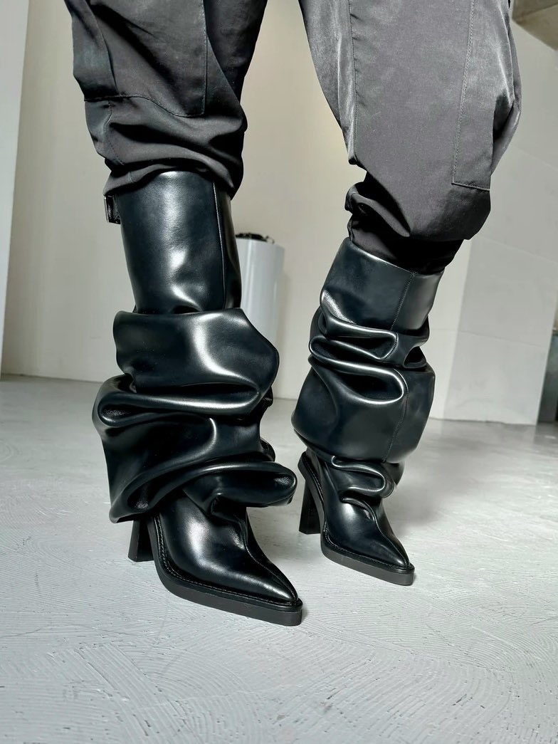 POOLDE Melted Boots Black ブーツ Melted Wedge Boots – POOLDE