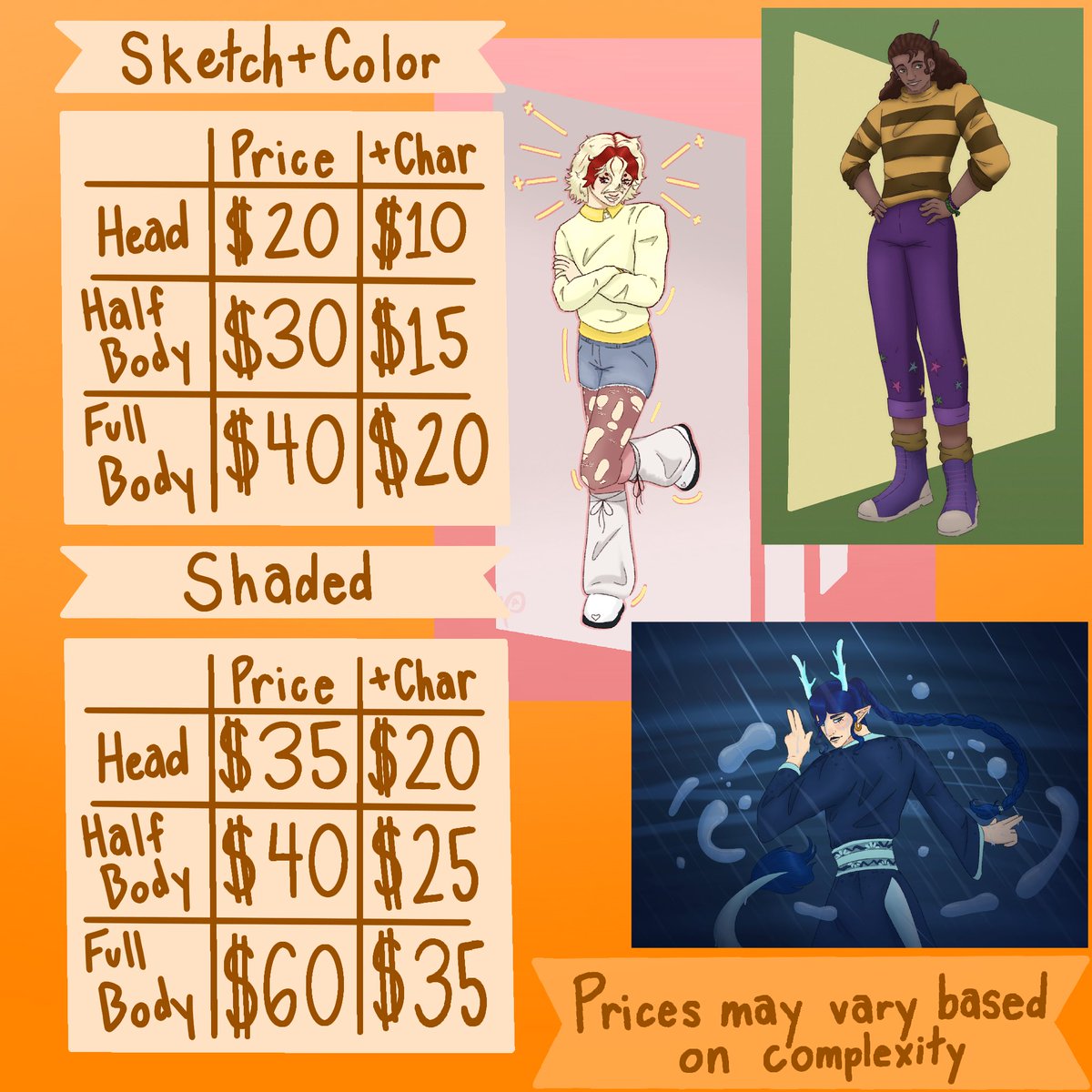 PJinxzen's tweet photo. I know the format is super simple but since I’m constantly stressing about finances I figured I’d put these out there!
🌊🐠
#artcommissions #commissionsopen https://t.co/501pNQ0lMI
