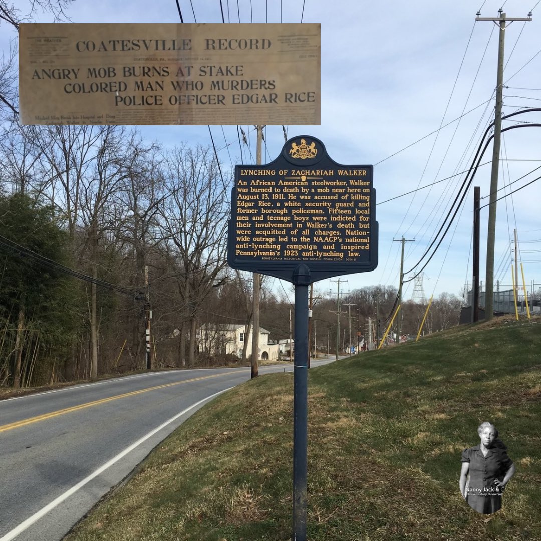 philipjmerrill's tweet photo. #OTD- Aug 13, 1911

#ZachariahWalker, a Blk resident of #CoatesvillePA was lynched by a mob after killing a white police officer, #EdgarRice. Walker claimed that he shot &amp; killed Rice in self defense. 

It's too bad that we didn't have a #BenjaminCrump during that era https://t.co/4XMu2trEwI