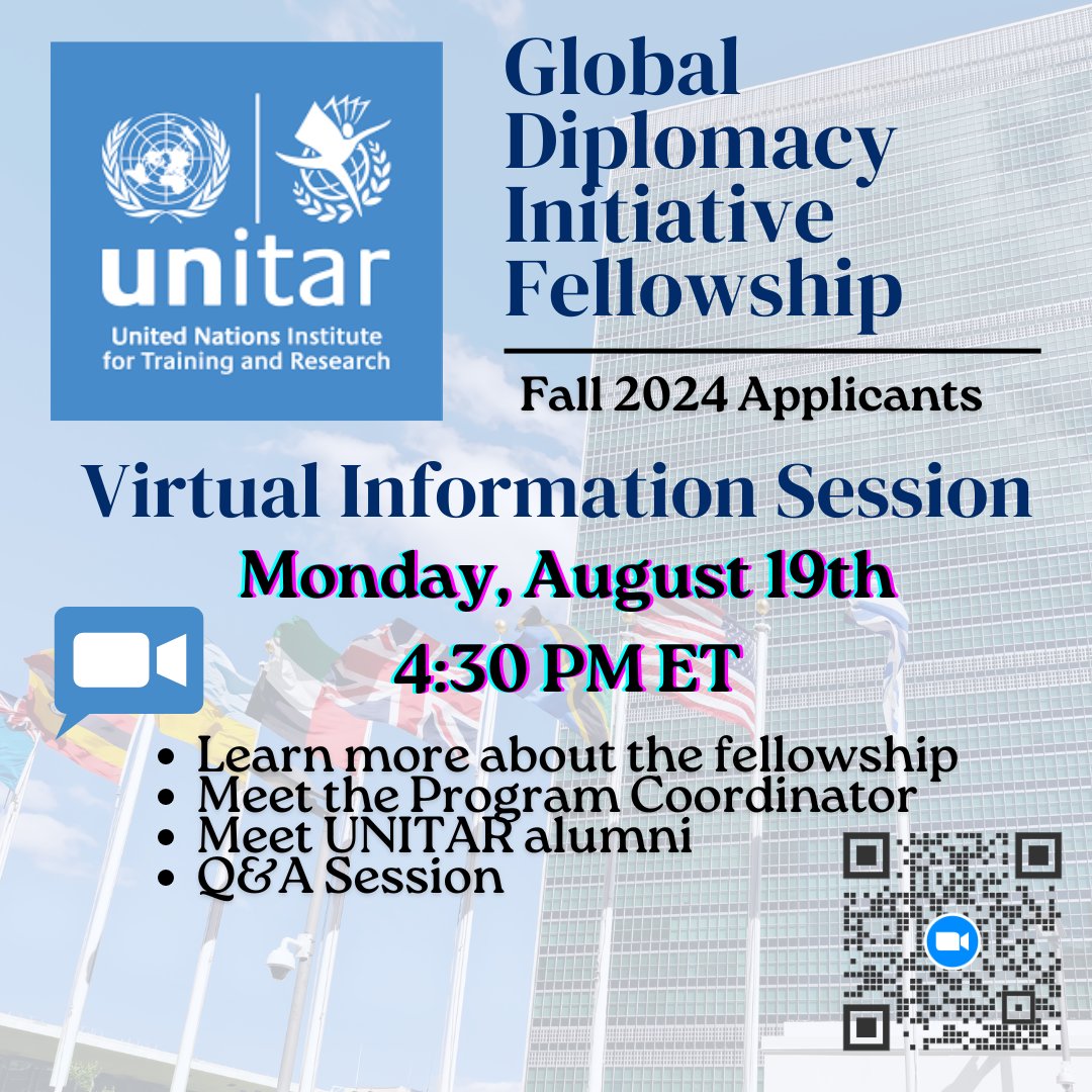 The UNITAR GDI Fellowship is open to ICJ MA students (online and on-campus) and Human Rights MA students. Please join us for our upcoming information session. Register here:  tinyurl.com/4hmymkta