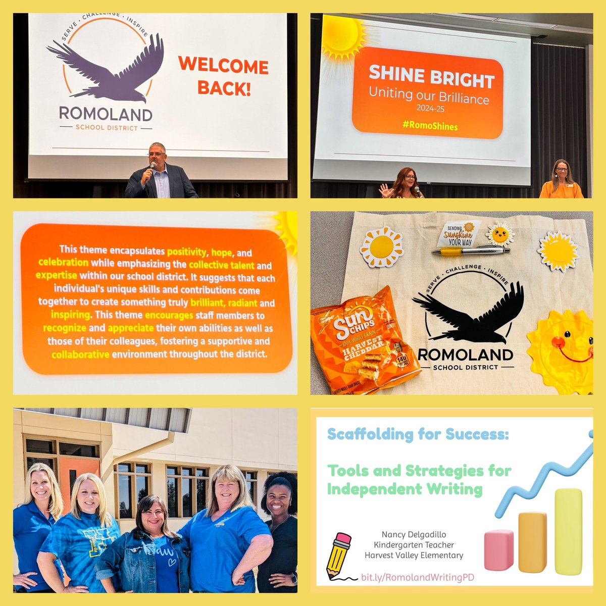 Yesterday was a great day for <a href="/RomolandSD/">Romoland School District</a> welcome back event.  It was inspiring to connect with many passionate educators during my writing PD session. <a href="/HarvestHawks/">Harvest Valley Elementary</a> Kindergarten team is ready for a fantastic and bright school year. #RomoShines 🌟