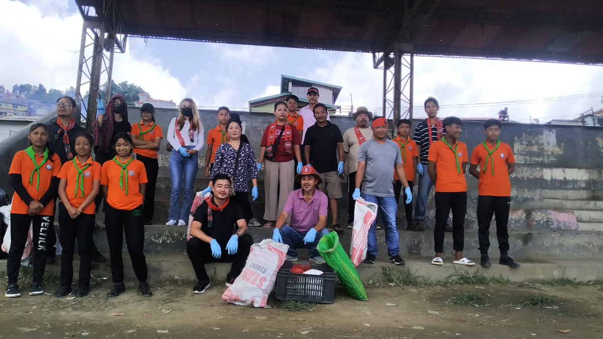 The BJP Mkg Dist. Observe the cleanliness drive under Swacch Bharat Abhiyan Campaign <a href="/HarGharTiranga/">HarGharTiranga_VaranasiOfficial</a>.  in commemoration of 78th Indian Independence day celebration at imkongmeren sports complex Mkg on 13/08/2024.