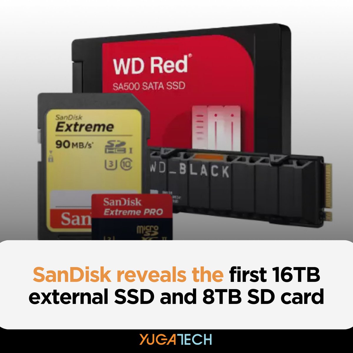 yugatech's tweet photo. Western Digital’s SanDisk plans on launching the first 8TB secure digital (SD) card and 16TB external solid-state drive (SSD). That's huge thoooo 😱
Read here: https://t.co/OWPaTUXVVy
#SanDisk #tech #yugatech #news https://t.co/cTIxL4u9wS