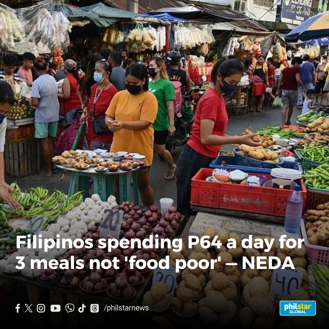 PhilstarNews's tweet photo. ‘HINDI TOTOO YUNG POVERTY FORECAST NIYO’

Filipinos who spend a little more than P21.3 per meal are not considered food poor, according to the government’s current metrics to measure poverty.

Read: https://t.co/dEkr5UaK3n https://t.co/5r2Ymq58U2