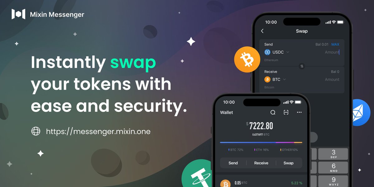 Mixin Kernel (@mixinkernel) on Twitter photo Exciting news, <a href="/MixinMessenger/">Mixin Messenger</a> users! ๐ Version 1.10.0 is now live, featuring a brand new Swap function. Instantly exchange a wide variety of cryptocurrencies with just a few taps - secure, seamless, and user-friendly.
Experience the future of DeFi on Mixin Messenger. Download Exciting news, <a href="/MixinMessenger/">Mixin Messenger</a> users! ๐ Version 1.10.0 is now live, featuring a brand new Swap function. Instantly exchange a wide variety of cryptocurrencies with just a few taps - secure, seamless, and user-friendly.
Experience the future of DeFi on Mixin Messenger. Download