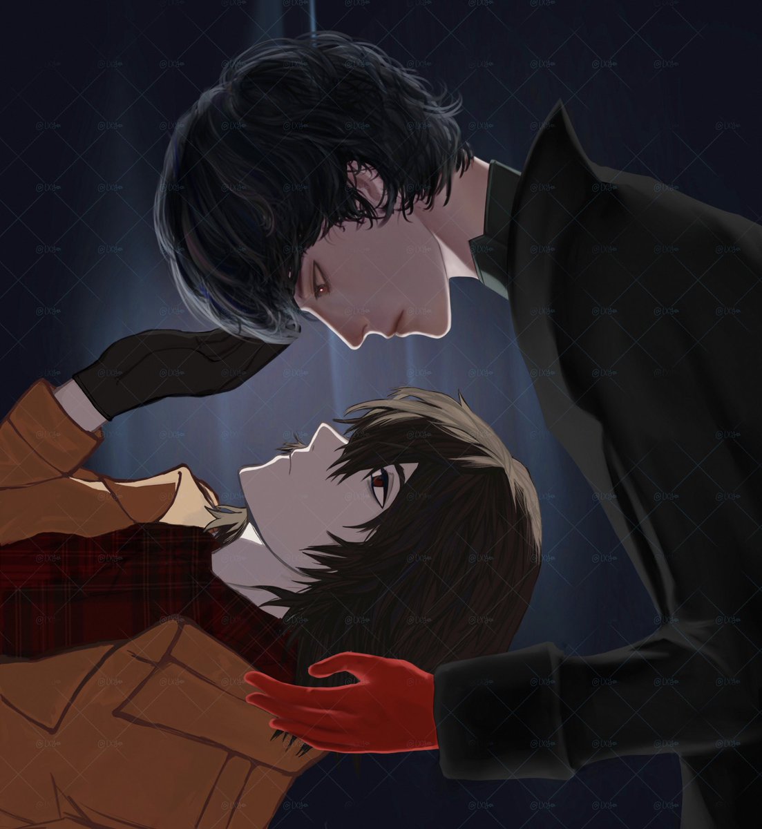 回到我们的现实去吧，莲

 <a href="/GFqvjWBgyW71svU/">十华</a> 明智五郎 Goro Akechi
本人 雨宫莲 Amamiya Ren

#amamiaren #goroakechi #renakechi #P5r #P5 #art #collaborationart #p5rfanart