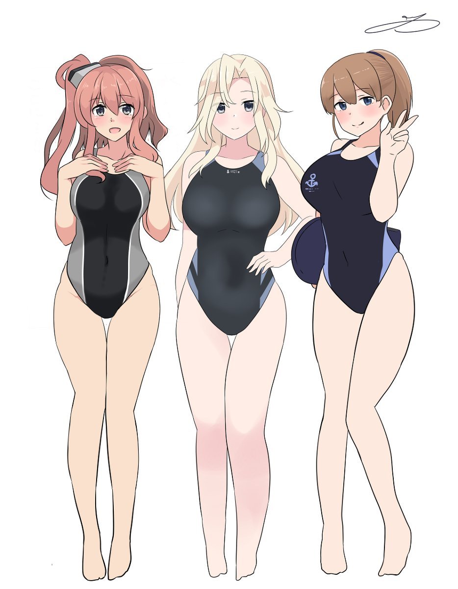 ホーネット(艦これ) ,イントレピッド(艦隊これくしょん) ,サラトガ(艦これ) 「#水泳の日」|ひよし🌺次は神戸か府中のイラスト