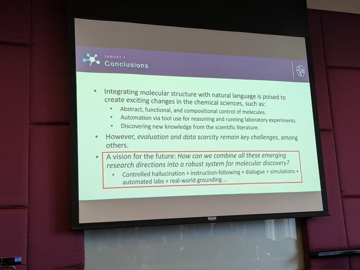 Good insights on AI for Science, especially on chemistry and how evaluation is very difficult on this space <a href="/CarlEdwards_NLP/">Carl Edwards</a> <a href="/aclmeeting/">ACL 2025</a> #NLProc #ACL2024NLP