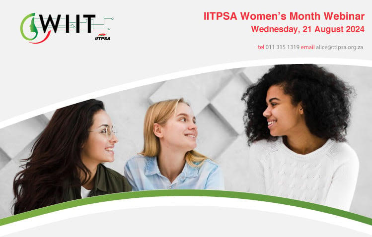 IITPSA's tweet photo. Women remain underrepresented in South Africa’s IT sector. This Women’s Month, join this free #IITPSA Women in IT (#WIIT) webinar to unpack whether society, family responsibilities, or our own insecurities, are holding women back. https://t.co/LxhLsO54Xx https://t.co/cMQIjf6dV5