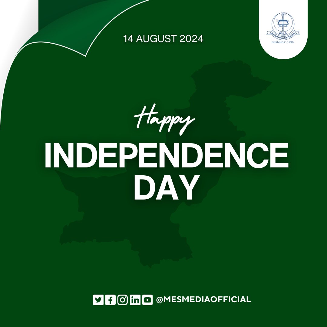 mesmediahouse's tweet photo. "Celebrating 77 Years of Freedom and Unity! 🇵🇰
May our nation continue to prosper and thrive as we honor the sacrifices of our heroes.
Happy Independence Day, Pakistan!
#IndependenceDay #PakistanZindabad #MESMediaOfficial" https://t.co/nXPY24gAf9