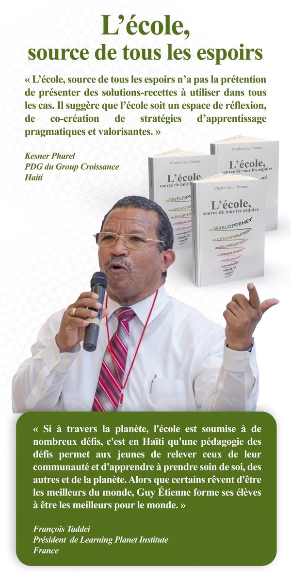 Guy Etienne (@cguyetienne) on Twitter photo Un plaidoyer pour la transformation de l’école haïtienne en “Moteur de Développement communautaire”
Placez vos commandes sur la plateforme livresenfolie.com Code 8031
<a href="/MENFP_Education/">MENFP Education Haiti</a> <a href="/UNESCO/">UNESCO 🏛️ #Education #Sciences #Culture 🇺🇳</a> #CattsPressoir #Éducation <a href="/UEHAITI/">Université d'Etat d'Haiti</a> <a href="/Ashoka/">Ashoka</a> <a href="/Magik9haiti/">Magik9</a> <a href="/metropoleHT/">Métropole Haiti</a> Un plaidoyer pour la transformation de l’école haïtienne en “Moteur de Développement communautaire”
Placez vos commandes sur la plateforme livresenfolie.com Code 8031
<a href="/MENFP_Education/">MENFP Education Haiti</a> <a href="/UNESCO/">UNESCO 🏛️ #Education #Sciences #Culture 🇺🇳</a> #CattsPressoir #Éducation <a href="/UEHAITI/">Université d'Etat d'Haiti</a> <a href="/Ashoka/">Ashoka</a> <a href="/Magik9haiti/">Magik9</a> <a href="/metropoleHT/">Métropole Haiti</a>
