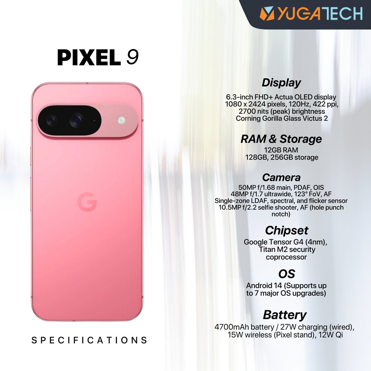 yugatech's tweet photo. Google Pixel 9 Specs
#Google #Pixel9 #Pixel9Series #tech #smartphone #yugatech #specs #news https://t.co/3vb42sp1rJ