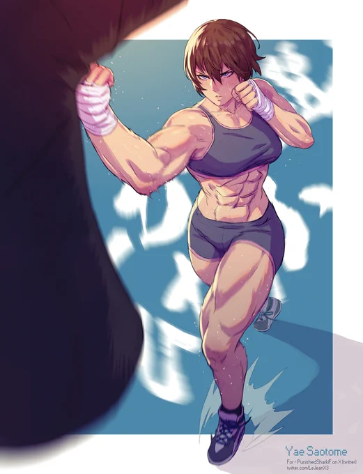 Commission for @PunishedSharkiF 
Yae Saotome from the seinen manga, "Saotome Senshu, Hitakakusu".(早乙女選手、ひたかくす)
Yae is a boxing fan who is the Female Featherweight Champion of her region. Her entire school is counting on her to represent Japan in the Olympics.

-If you 
