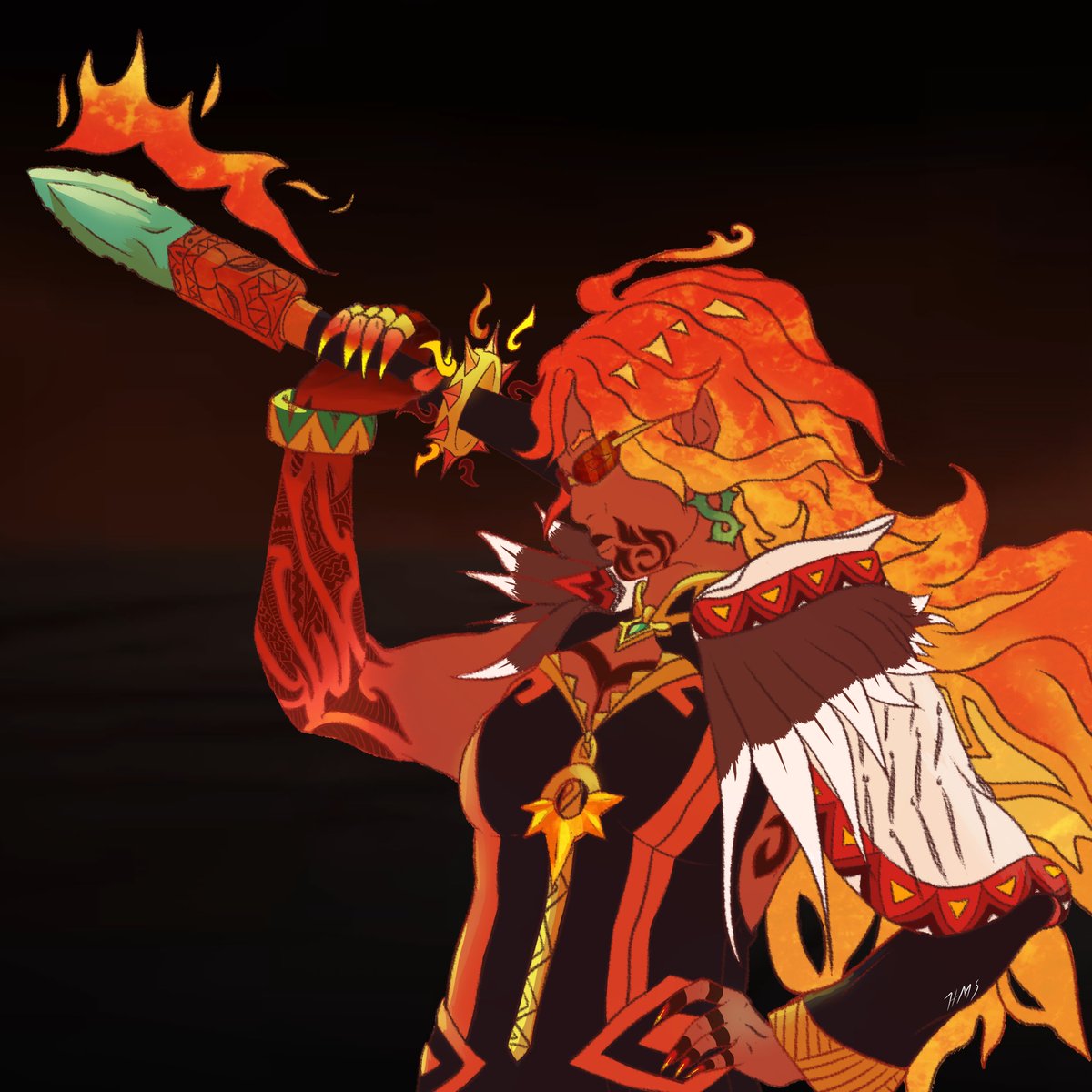 HolliEmanon's tweet photo. Decided to try my hand at redesigning Mavuika from Genshin Impact. (Long explanation for design in thread because I ramble a lot) #FixGenshin #FixNatlan #FixSumeru https://t.co/4xFdUYlWOB