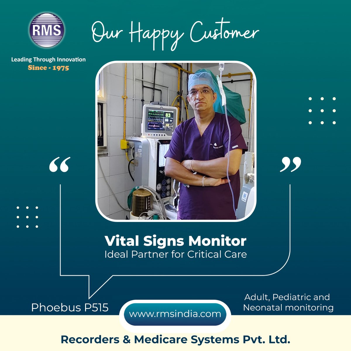 INDIA_RMS's tweet photo. At RMS, we understand #healthcare provider's needs and committed to provide personalized solutions and support to meet the demands of #quality with care.💖
🌟Saving lives and delivering care🌟
#SuccessStory #VitalSingsMonitor #patientmonitor #Monitor #VitalSings #CustomerSuccess https://t.co/O2J2bStfwZ