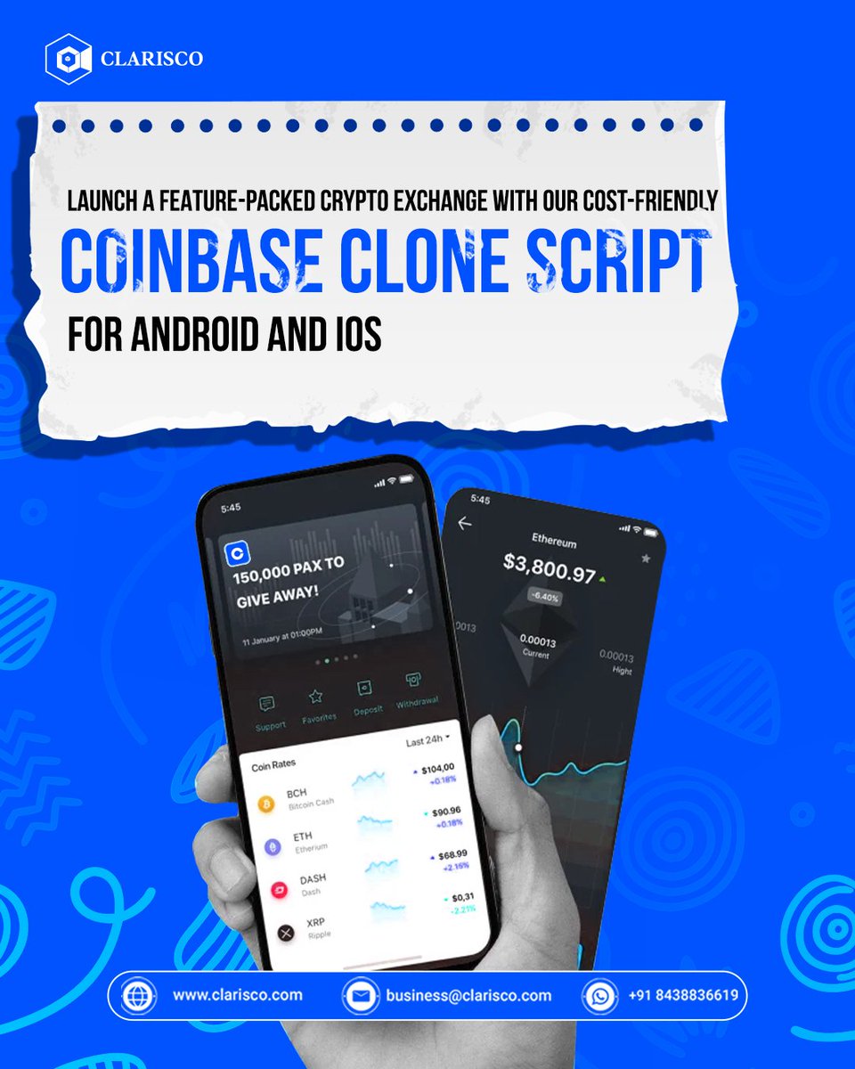 ClariscoSol's tweet image. Want to conquer the Crypto industry with a feature-rich exchange? Our Coinbase Clone Script is your ready-to-deploy solution.
bit.ly/4fMhOK0
 
#clarisco #CoinbaseCloneScript #CryptoExchange #CryptoExchangeScript #CoinbaseClone #CryptoDevelopment #BlockchainDevelopment