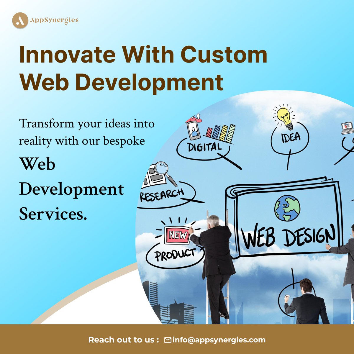 AppSynergies's tweet image. Transform your ideas into reality with custom web solutions. Innovate your online presence today! 💻

For more details visit our website🌐 @ appsynergies.com or Reach out us: 📲+918882207396

#UnleashInnovation #BespokeWebDevelopment #TailorMadeSolutions #BringYourVision