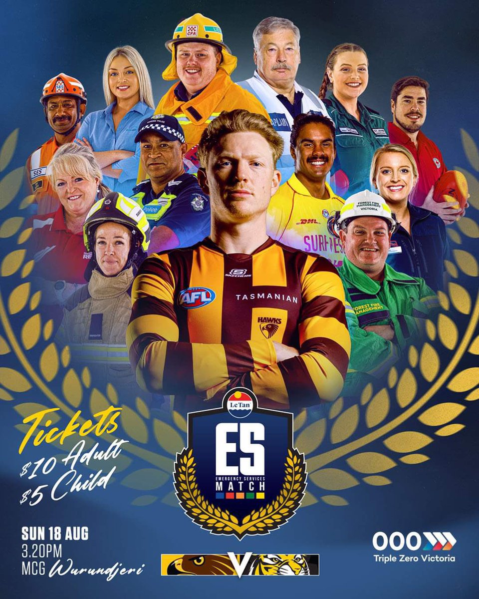 FireRescueVic's tweet photo. Join us @mcg on Sunday to show your support for the fifth annual Emergency Services Match 💥
FRV staff will stand proudly side by side with our emergency service partners as Hawthorn take on Richmond! 🏈
🎫 Secure your spot: https://t.co/mBqjEZ17wV
#WeWorkAsOne https://t.co/dGyr2cPTzt