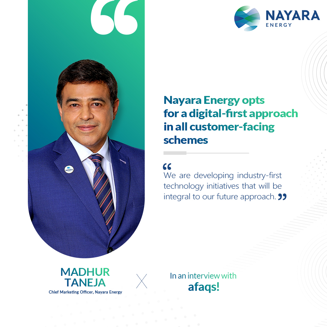 NayaraEnergy's tweet image. Madhur Taneja, Chief Marketing Officer, #NayaraEnergy, in an interview with Venkata Susmita Biswas of afaqs, shares insights on how the company's #digitalfirst approach sets it apart in a traditionally marketed industry. Watch the detailed interview here: bit.ly/4dmbgAk