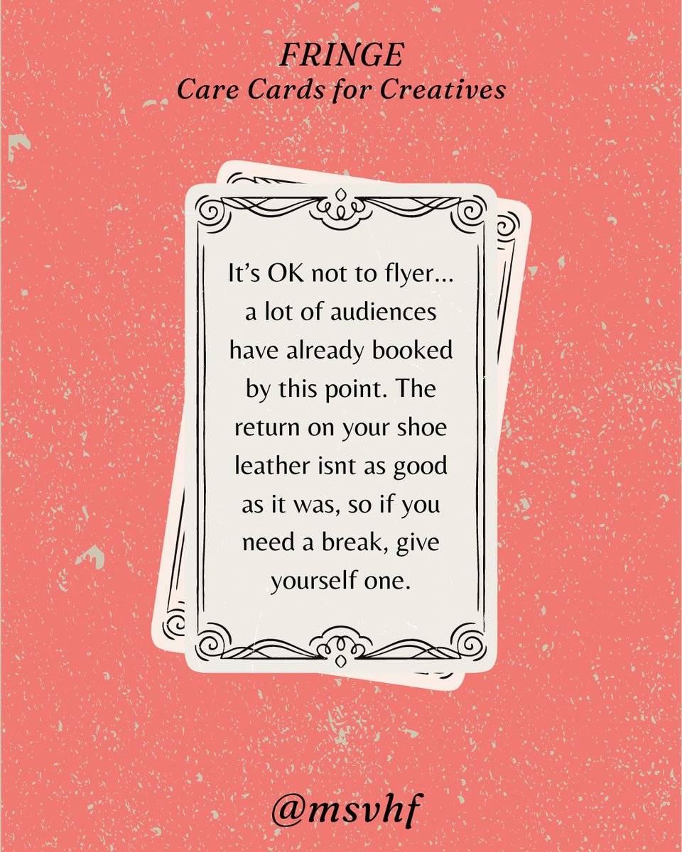 @msvhf (@msvhf) on Twitter photo There's always more to do, or that can be done....and it's ok to stop, rest, shift priorities for a while....
Love to all those <a href="/edfringe/">Edinburgh Festival Fringe</a> and all of us out there making busy ❤️ x
#selfcare #carecards #enoughfornow #busycanwait #timeout #edfringe2024 #theatre #performance #comedy There's always more to do, or that can be done....and it's ok to stop, rest, shift priorities for a while....
Love to all those <a href="/edfringe/">Edinburgh Festival Fringe</a> and all of us out there making busy ❤️ x
#selfcare #carecards #enoughfornow #busycanwait #timeout #edfringe2024 #theatre #performance #comedy