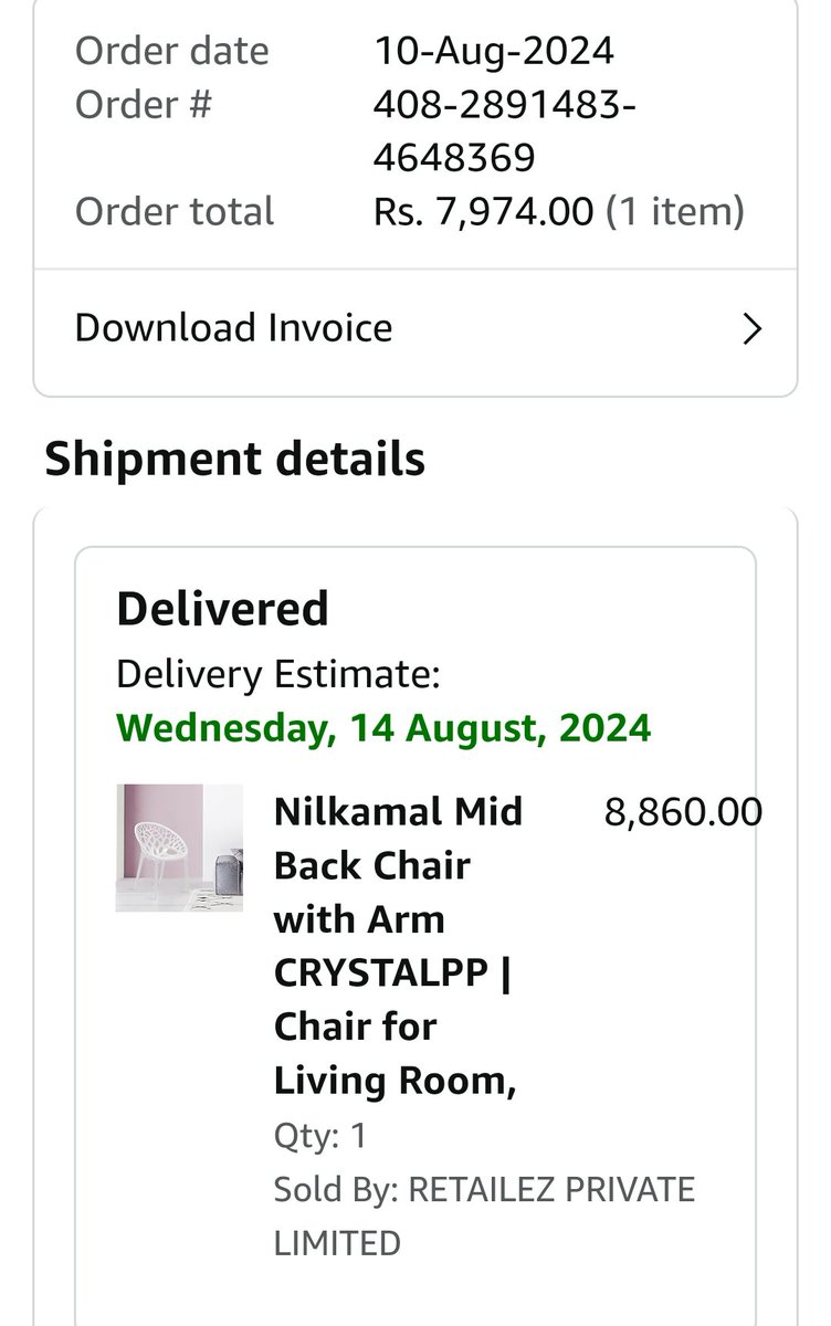 maninderfirst's tweet photo. For the second consecutive time I am feeling cheated, paid for the quantity one included a set of four chairs of neelkamal mentioned clearly in the product description but I am receiving a single chair instead of 4. Look into this matter @amazonIN https://t.co/XQtMH5tlDA