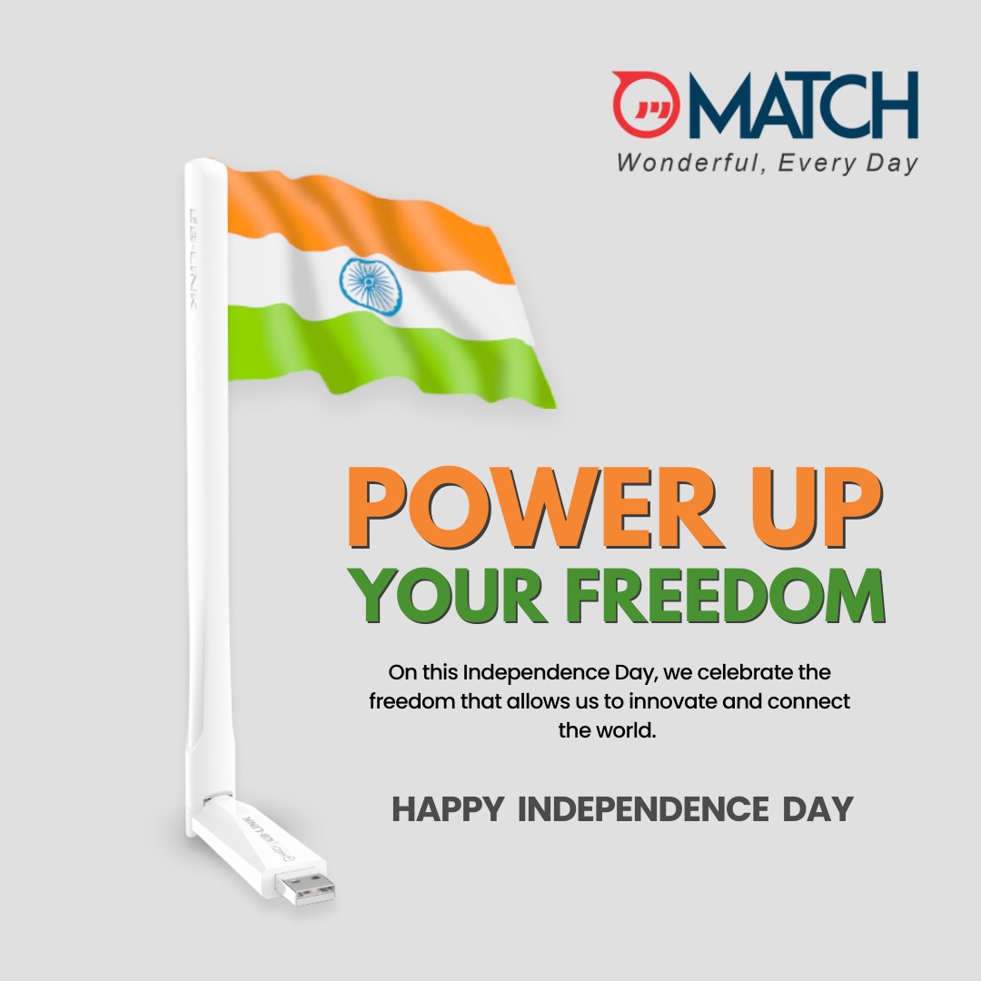 matchlblink's tweet photo. Unleash the Power of Freedom! This Independence Day, fuel your connections with Match’s high-speed adapters.

Let’s come together to celebrate the spirit of India—type ‘Jai Hind’ in the comments to show your pride! 💻🎉

#JaiHind #IndependenceDay #StayConnected" https://t.co/1brgFx7wG7