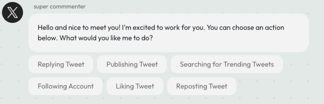 ⬇️ New update just dropped ⬇️

No need to type—just move the mouse and click the action: replying, publishing, searching, following, liking and reposting.

We'll take care of the rest! 🚀