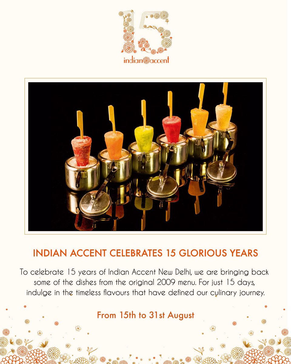 Indian_Accent's tweet photo. #15yearsofindianaccent. as we celebrate 15 glorious years, take a trip down memory lane with us as we bring back some of your favourite #inventiveindian dishes from our original 2009 menu. enjoy timeless favourites and beloved dishes that have stood the test of time… https://t.co/J8SEFzefJ2