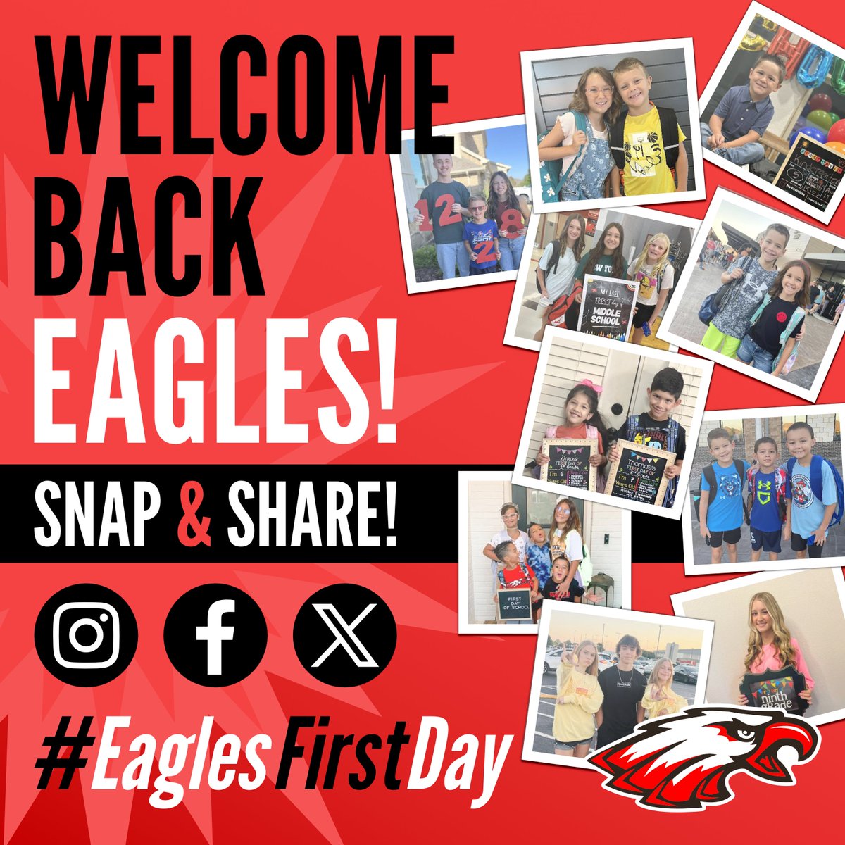ArgyleISD's tweet photo. HAPPY FIRST DAY EAGLES!! 🦅

We are so excited to see everyone back today! 📷 Be sure to share your special photos from today with us! 

#EaglesFirstDay 1⃣ https://t.co/tanAqXP1EQ