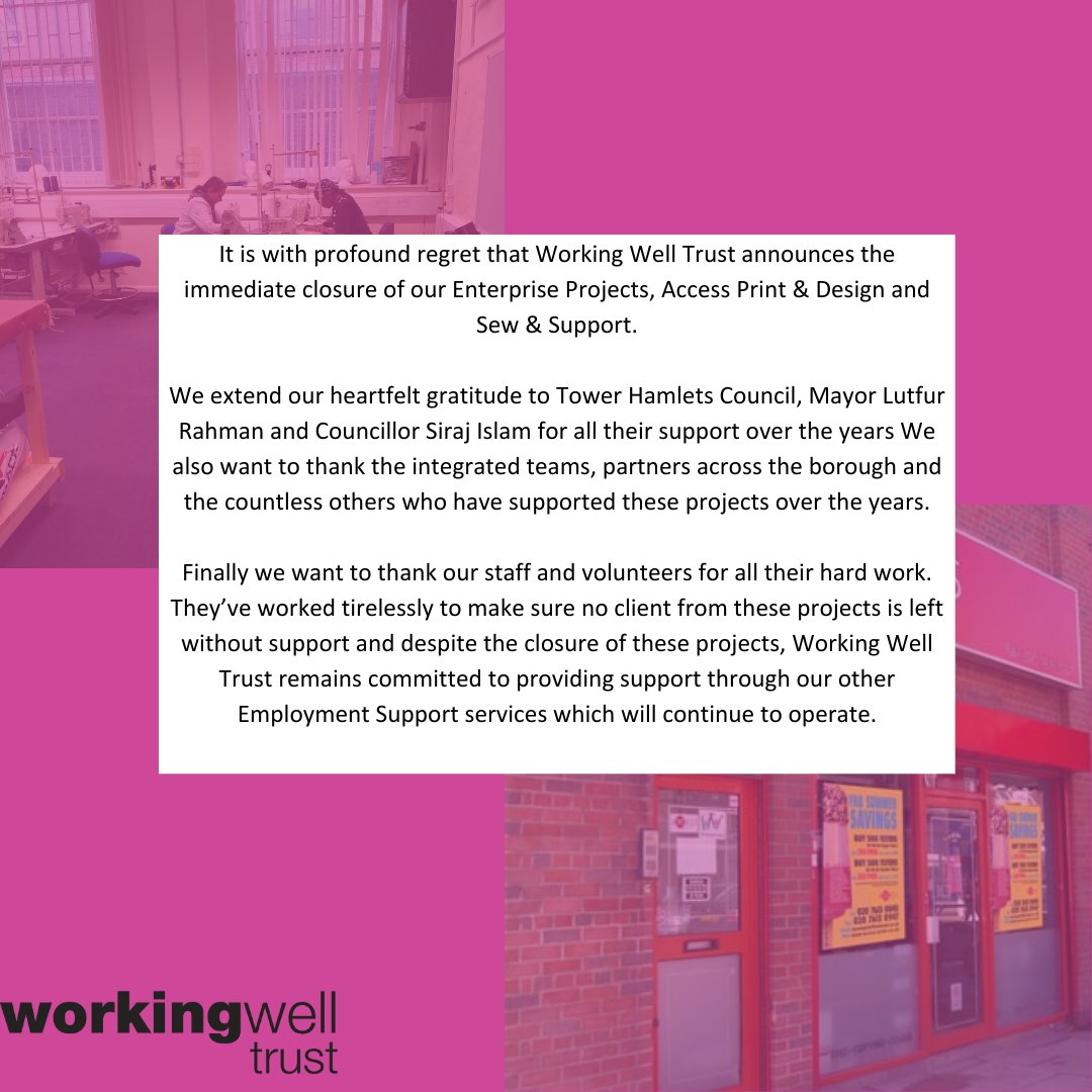 We thank you for your support and custom over the years. For our full statement on this please visit our website for more information.
 
workingwelltrust.org/news-advice/en…