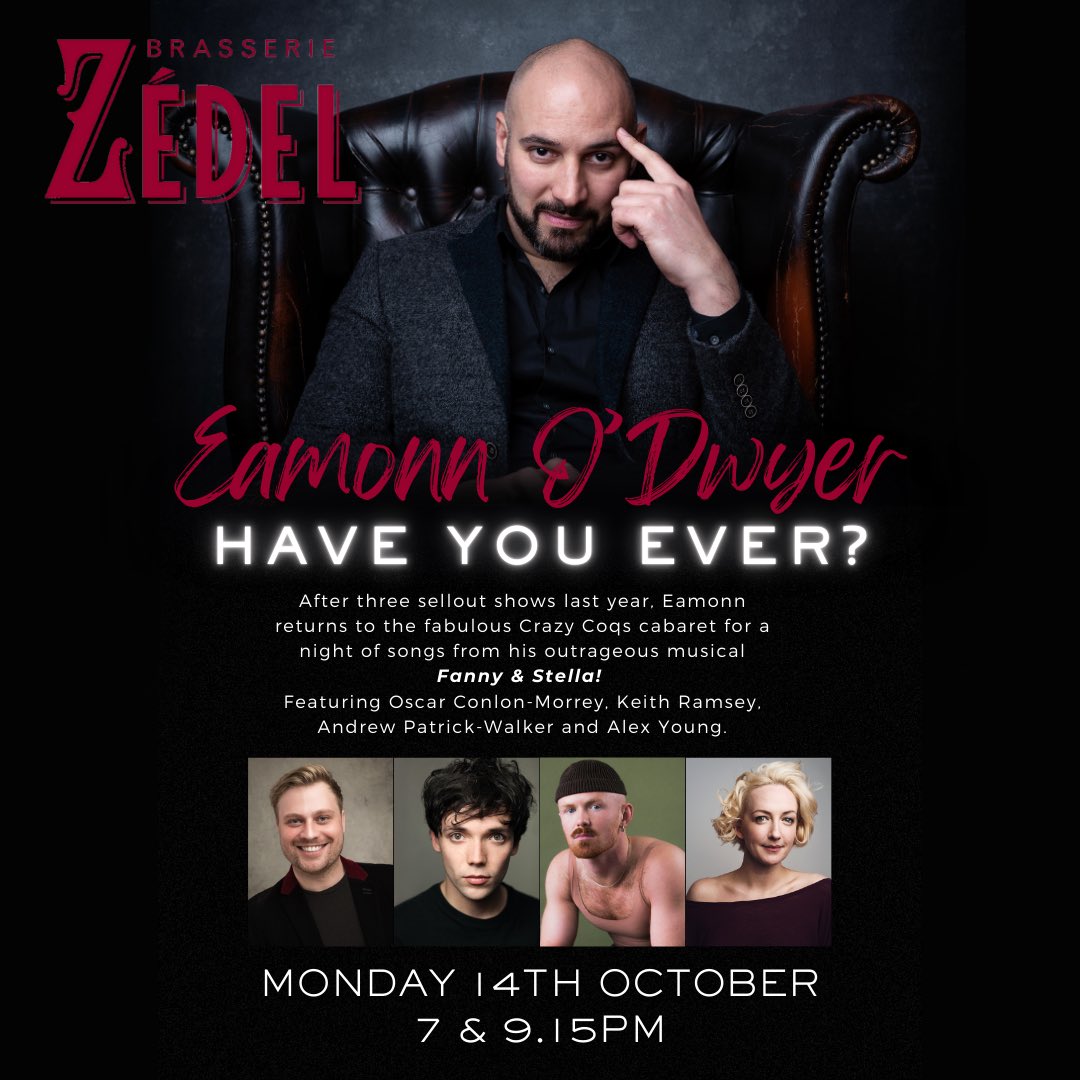 Eamonn O'Dwyer (@eamonnodwyer) on Twitter photo TWO MONTHS TO GO!
Thrilled to be bringing another outrageous night of brand new musical theatre songs to <a href="/CrazyCoqs/">Crazy Coqs</a> on 14th October, with these four glorious talents!
Get your tickets here: tinyurl.com/2xxxjx5t TWO MONTHS TO GO!
Thrilled to be bringing another outrageous night of brand new musical theatre songs to <a href="/CrazyCoqs/">Crazy Coqs</a> on 14th October, with these four glorious talents!
Get your tickets here: tinyurl.com/2xxxjx5t