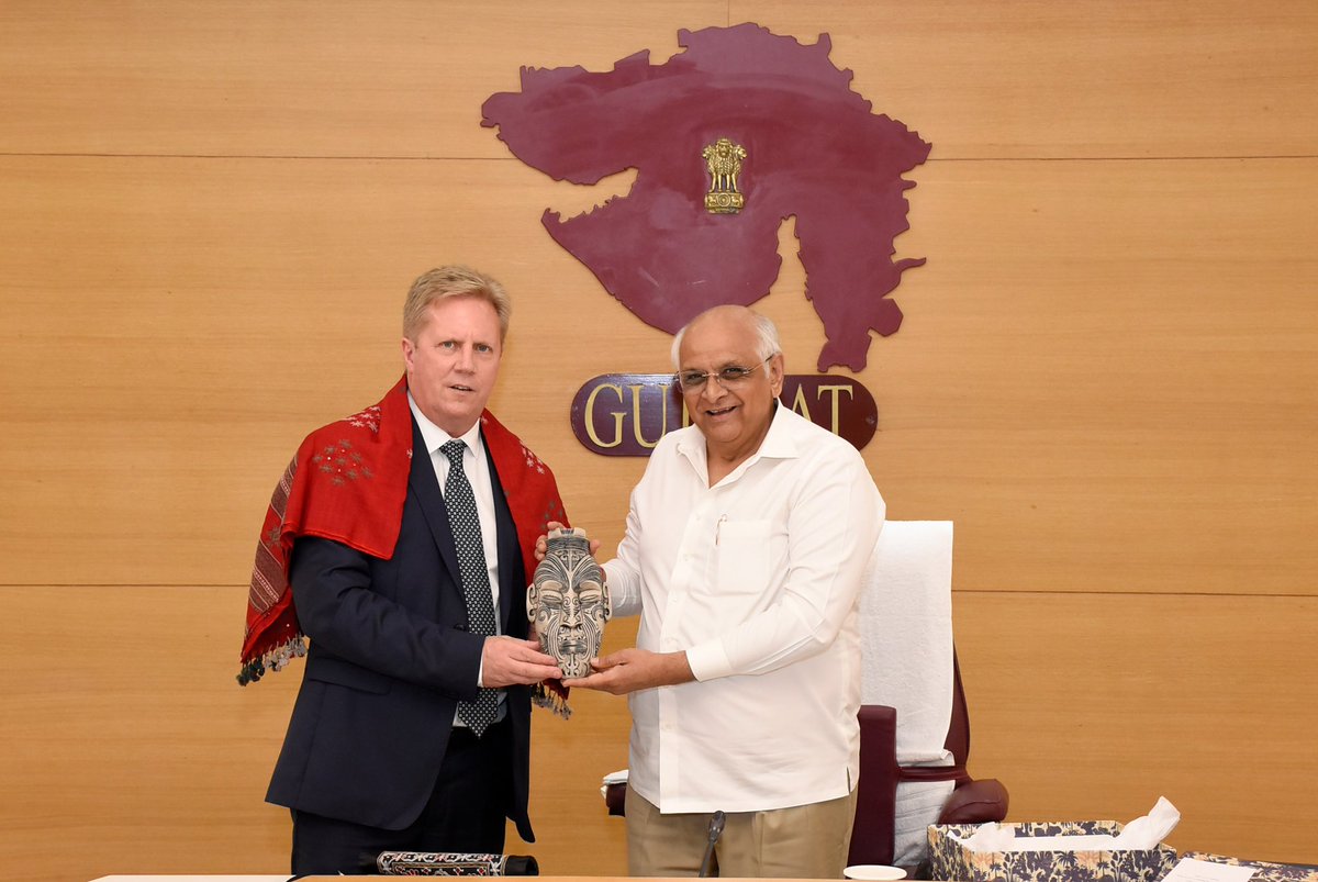 toddmcclaymp's tweet photo. Thank you welcoming me warmly to Gujarat @Bhupendrapbjp  It was a pleasure meeting with you and discussing opportunities for collaboration between India and New Zealand to support our businesses and institutions. https://t.co/KST7eS96el