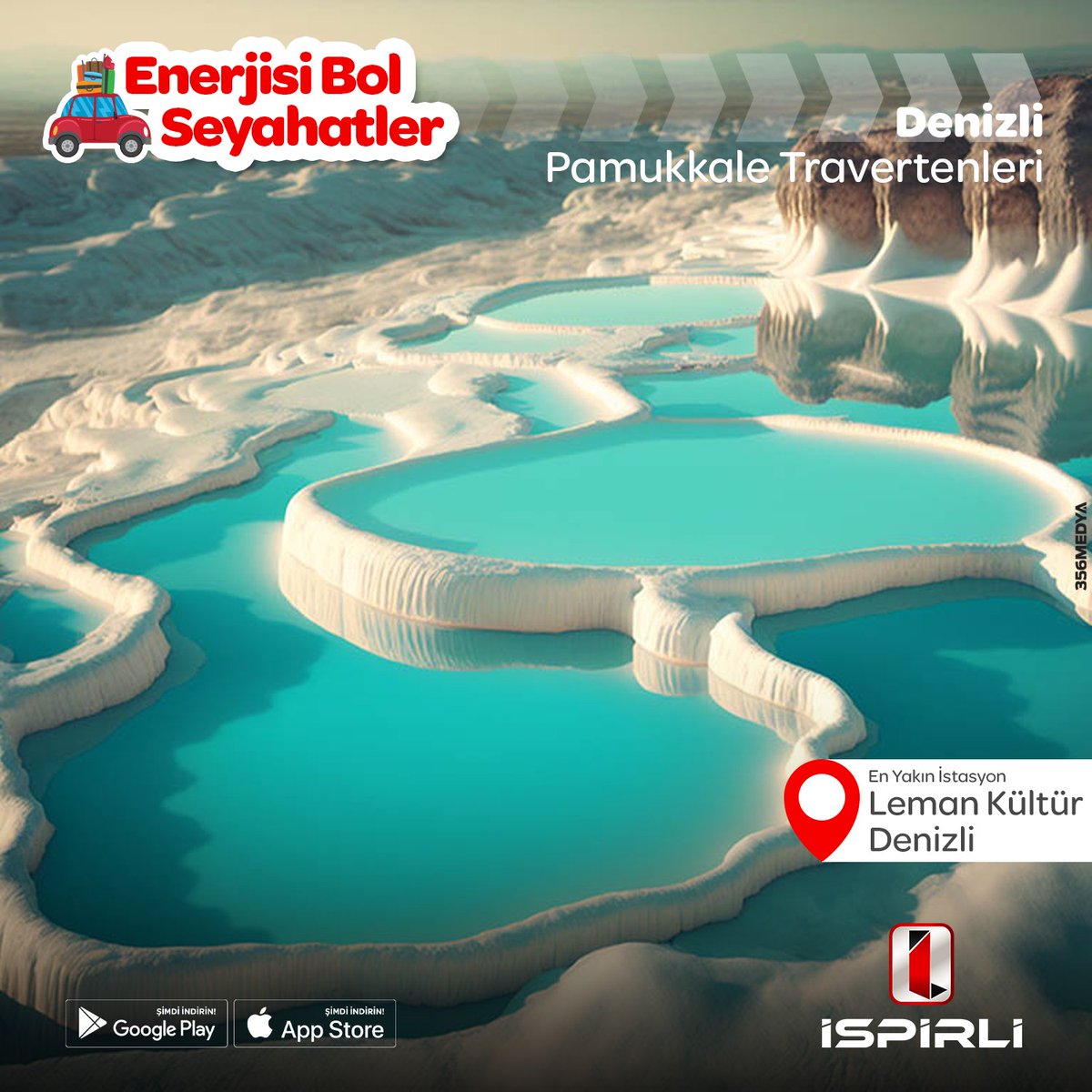 isarj_tr's tweet photo. 🚘📍 Bugün ki seyahat rotamız Denizli'nin Pamukkale ilçesinde bulunan Pamukkale Travertenleri.

Aileniz ve arkadaşlarınız ile yaptığınız yolculuklarınızda İspirli Şarj Elektrikli Araç Şarj İstasyonları her zaman yanınızda. https://t.co/CDOXomLpep