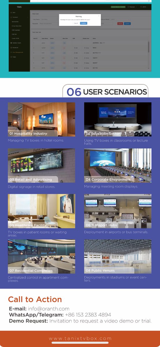 Tanix_TVBOX's tweet photo. The #AndroidTVBox #TerminalManagementSystem integrates #IPTV and other media content management, offering equipment management and user operation data support for operators, suppliers, and distributors, while also delivering precise content recommendations to end users. https://t.co/770BWiprq9