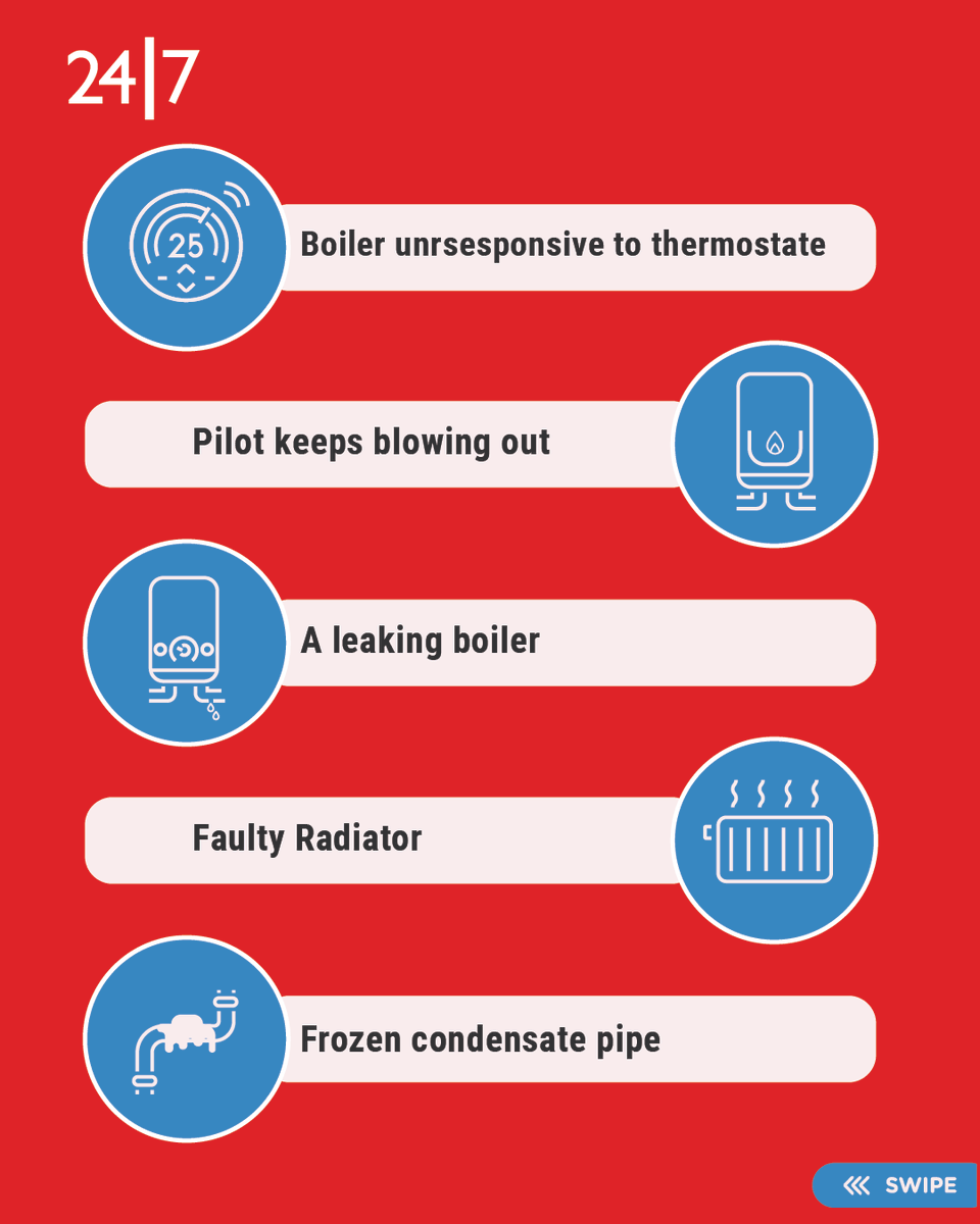 247homerescue's tweet image. Understanding common boiler issues can save you from unexpected breakdowns. Swipe through to learn about the top 10 problems and how to address them.

#BoilerProblems #HomeCare #BoilerMaintenance #247HomeRescue #HeatingIssues #HomeRepair #Plumbing #UKHomes #EmergencyCover