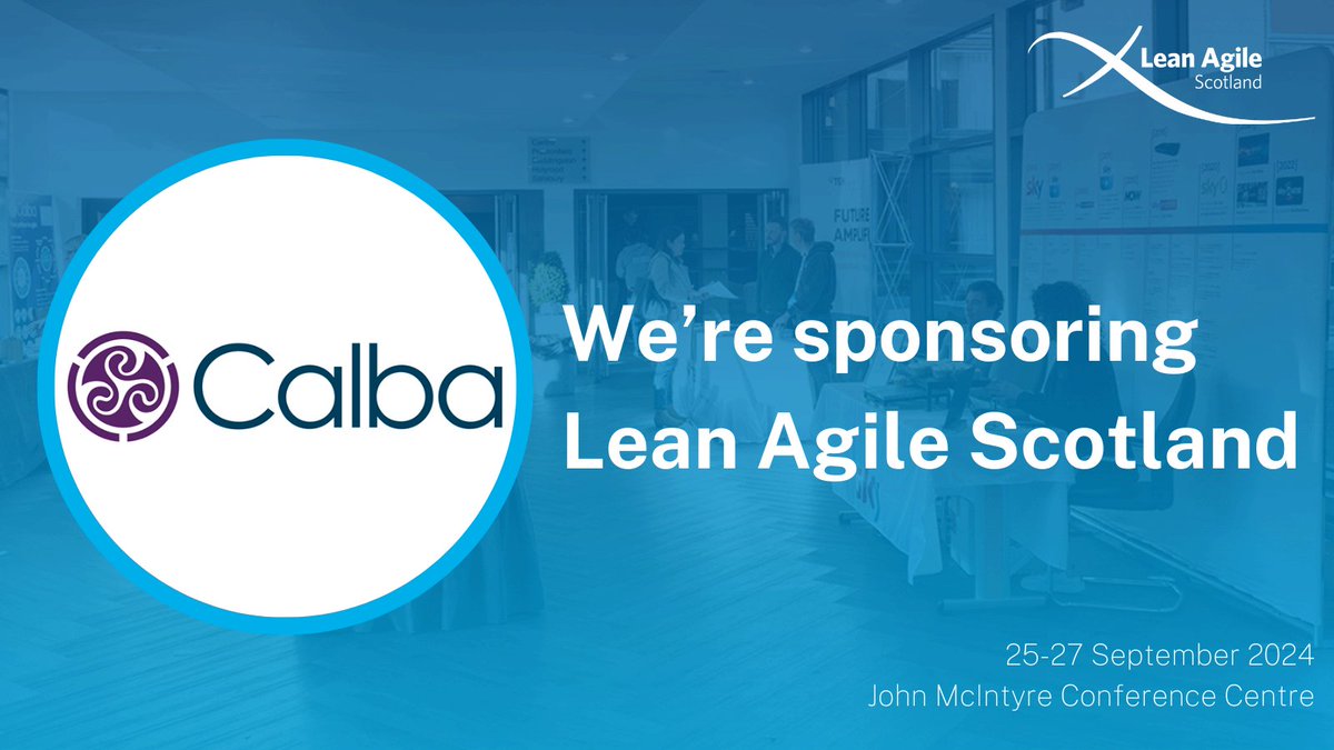 Calba (@agile_calba) on Twitter photo Delighted to announce we are supporting <a href="/LeanAgileScot/">Lean Agile Scotland</a> conference in #Edinburgh once again.
Come and meet us at our stand between the 25-27th September! 😀
leanagile.scot
#LAScot #LeanAgile #AgileTransformation #LeanAgileWork #Agile #Lean Delighted to announce we are supporting <a href="/LeanAgileScot/">Lean Agile Scotland</a> conference in #Edinburgh once again.
Come and meet us at our stand between the 25-27th September! 😀
leanagile.scot
#LAScot #LeanAgile #AgileTransformation #LeanAgileWork #Agile #Lean