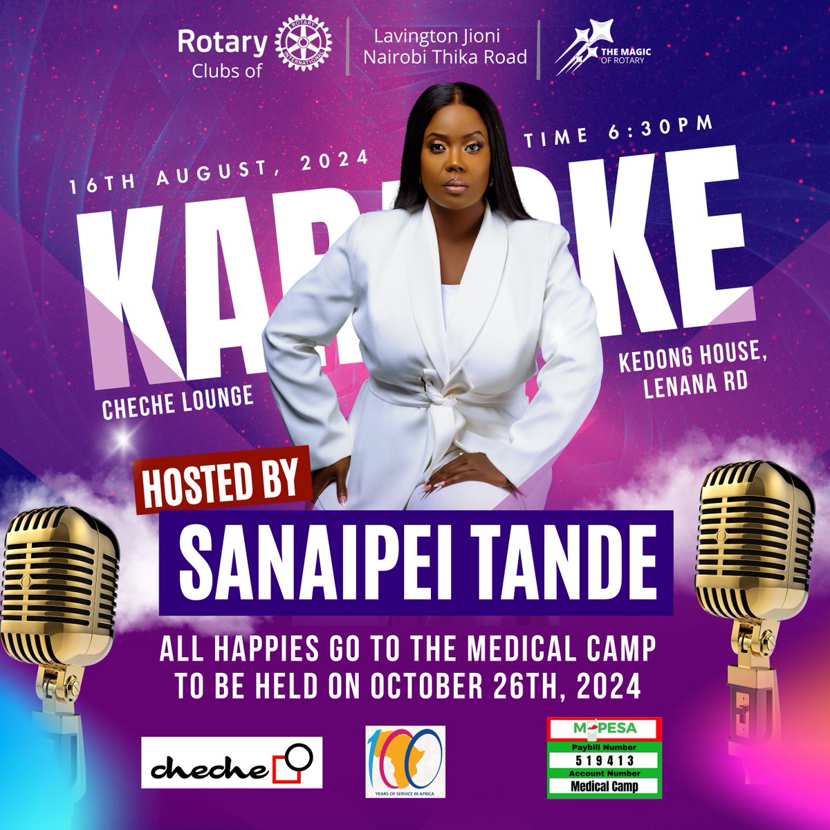 Rotary Club of Lavington Jioni (@rotarylavingto1) on Twitter photo 🎤🎶 Karaoke Night Alert! 🎶🎤
This Friday hosted by <a href="/Sanaipei_Tande/">Sanaipei Tande</a>
Let's show up in numbers, and bring our friends.😄🎉
📅 Date: This Friday
📍 Venue: Cheche, Kedong House, Lenana Rd
🕗 Time: 6:30 PM
See you there—let’s sing our hearts out for a great cause! 🎶✨ 🎤🎶 Karaoke Night Alert! 🎶🎤
This Friday hosted by <a href="/Sanaipei_Tande/">Sanaipei Tande</a>
Let's show up in numbers, and bring our friends.😄🎉
📅 Date: This Friday
📍 Venue: Cheche, Kedong House, Lenana Rd
🕗 Time: 6:30 PM
See you there—let’s sing our hearts out for a great cause! 🎶✨