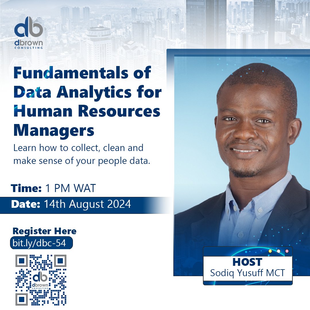 dbctraining's tweet photo. We're having a #Webinar in less than an hour! 🤩
We're back in the swing of things, join our Fundamentals of #DataAnalytics for #HR Managers webinar by 12 PM (WAT)! Link: https://t.co/wL9lRbV3bq 

Speaker: @y_sodiq 🎙️
Date: Today 14th Aug, 2024.

Don't want to miss this! https://t.co/Ei5LjrSBOo