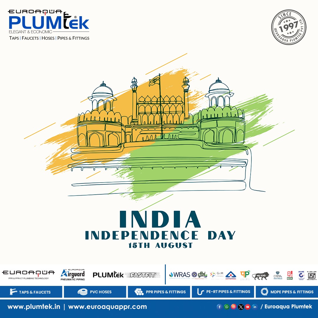 PlumtekMktg's tweet image. Happy Independence Day!" "Let's honor the sacrifices made for our freedom and enjoy the blessings of independence."#indipendenceday #euroaquaplumtek #plumtek #year2024
