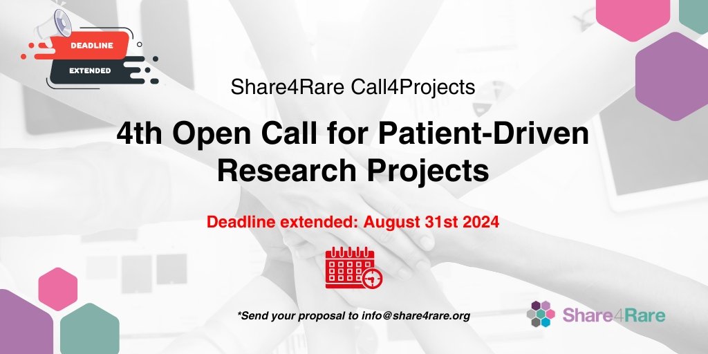 Share4Rare_eng's tweet photo. ✨ Funding for the best #collaborativeresearch initiative in #rarediseases ✨

🎉 We are extending the deadline for the Share4Rare #Call4Projects and will be granting €6,000 to the best research initiative.

Send your proposal now! 👉https://t.co/iYMy6PUGkr https://t.co/lJwttt7vHE