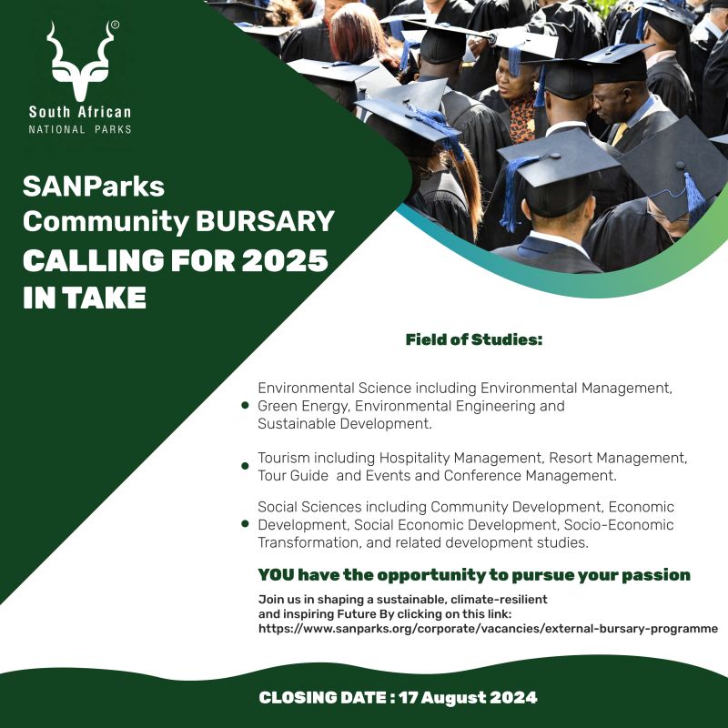 SANParks's tweet photo. Dreaming of a career in conservation? The SANParks External Bursary Programme is your opportunity to make it a reality! https://t.co/KVeD29Rtst