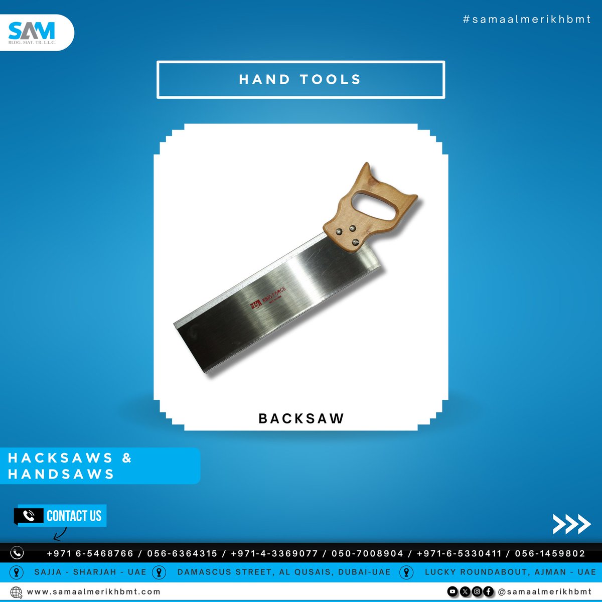 samaalmerikhbmt's tweet image. Get the precision you need with our top-quality hacksaws and handsaws! Ideal for all your cutting tasks, big or small. Stop by our shop and grab yours today! #hacksaws #handsaws #toolupgrade #handtools #shoplocal #cuttingtools #diytools #plumbingproducts #buildingmaterials